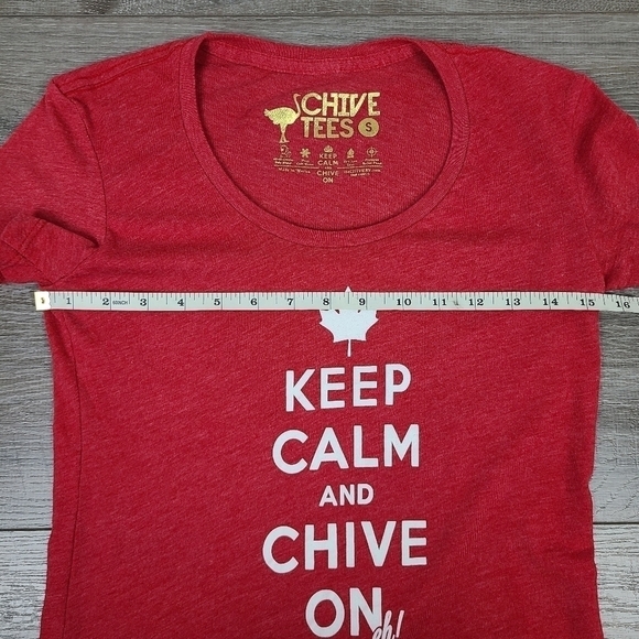 The Chive Red Keep Calm and Chive On Eh! T-Shirt Small - Picture 14 of 16